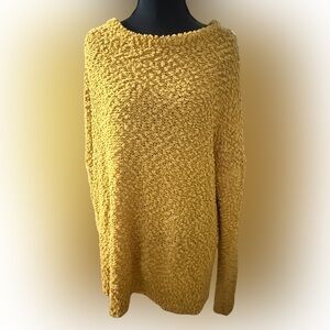 ANDREE BY UNIT Mustard Crew Neck Popcorn‎ Sweater Size Large